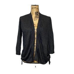 Black Sparkling Open Front Cinched Cardigan M